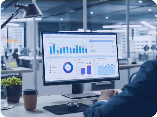 persona analizando datos en computador