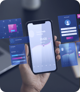Mano de persona con celular mostrando diseño UX/UI